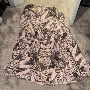 Chic Leaf Pattern Maxi Skirt